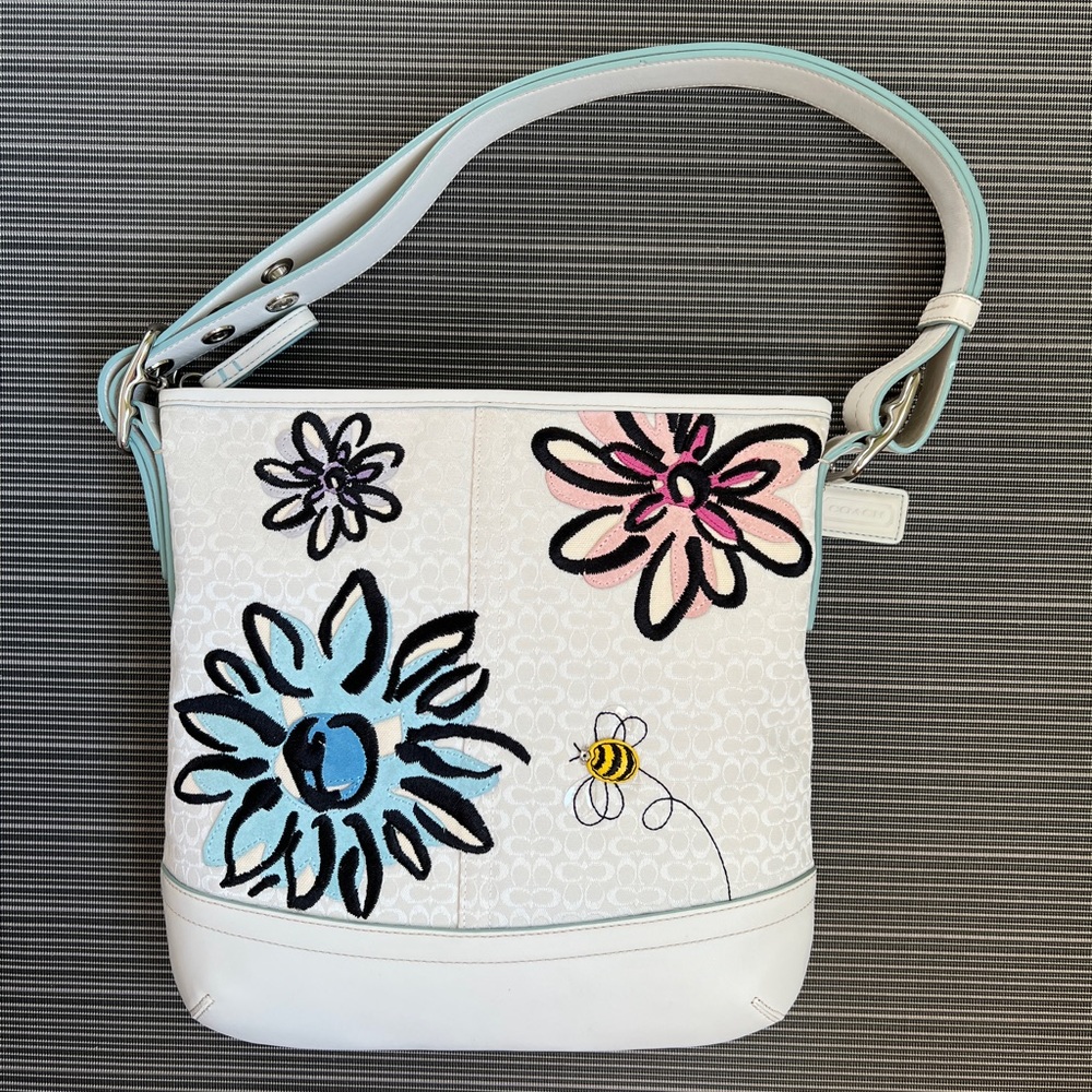*like new* Coach floral embroidered convertible handbag